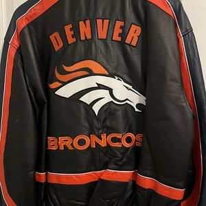 A leather bomber jacket, Broncos size medium brand new